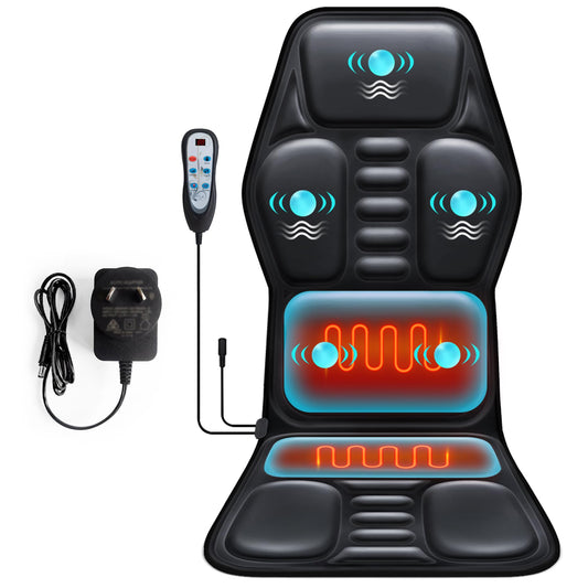 Himouta Vibrating Back Massager Seat Cushion with Heat, Deep Black, DEMO