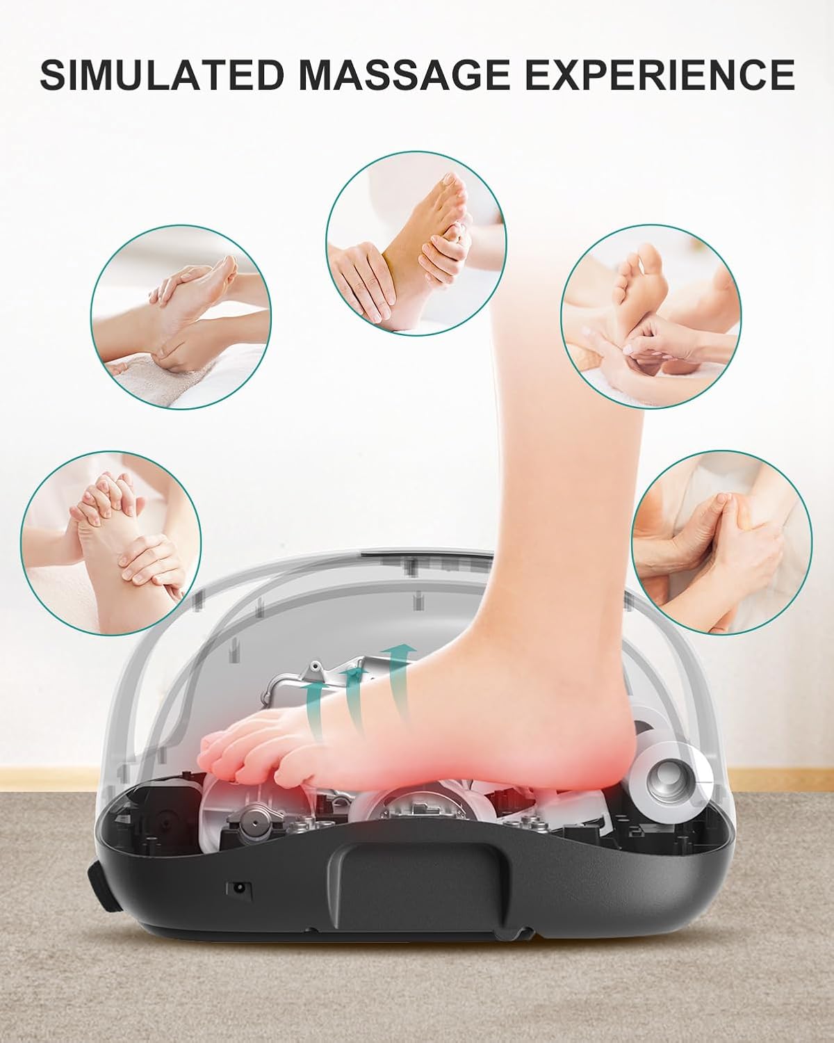 Nekteck Electric Foot Spa Massager with Shiatsu Calf Massage, Heat, Black DEMO