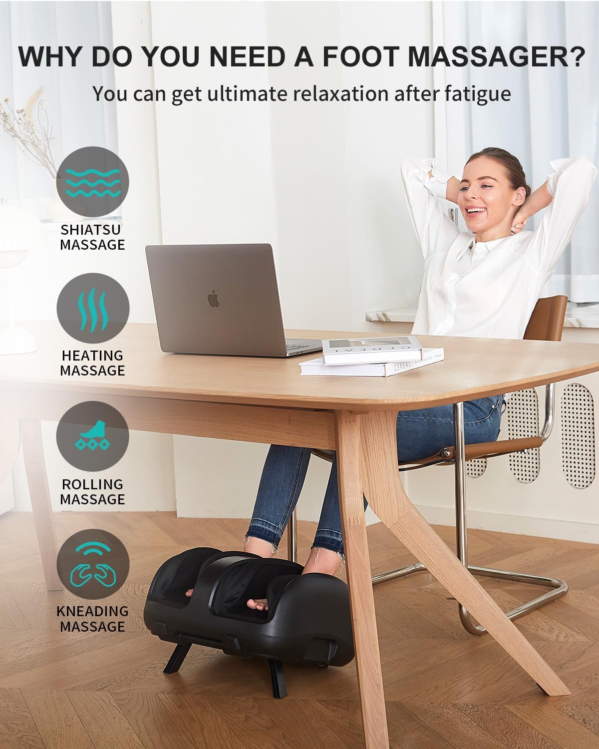 Nekteck Electric Foot Spa Massager with Shiatsu Calf Massage, Heat, Black DEMO