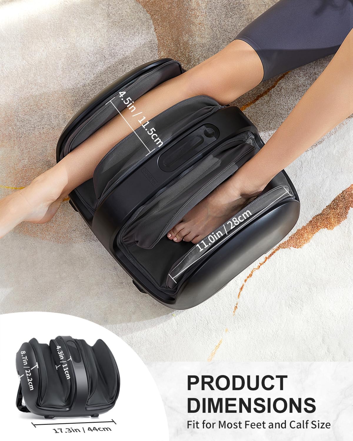 Nekteck Electric Foot Spa Massager with Shiatsu Calf Massage, Heat, Black DEMO