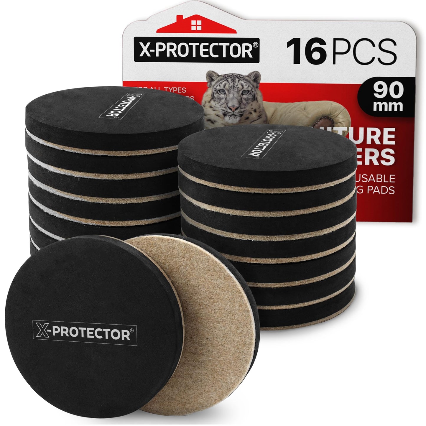 X-Protector Felt Furniture Sliders for Hardwood Floors Black & Brown Size NEW