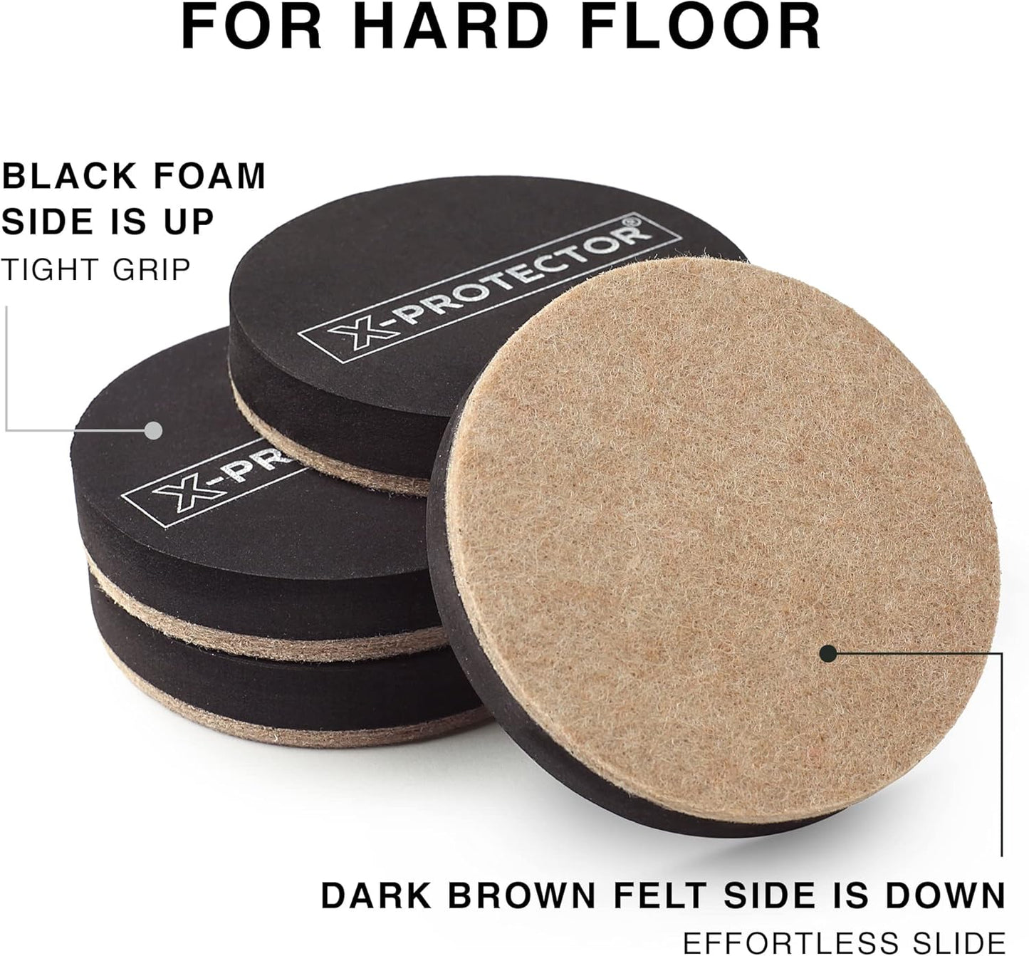 X-Protector Felt Furniture Sliders for Hardwood Floors Black & Brown Size NEW