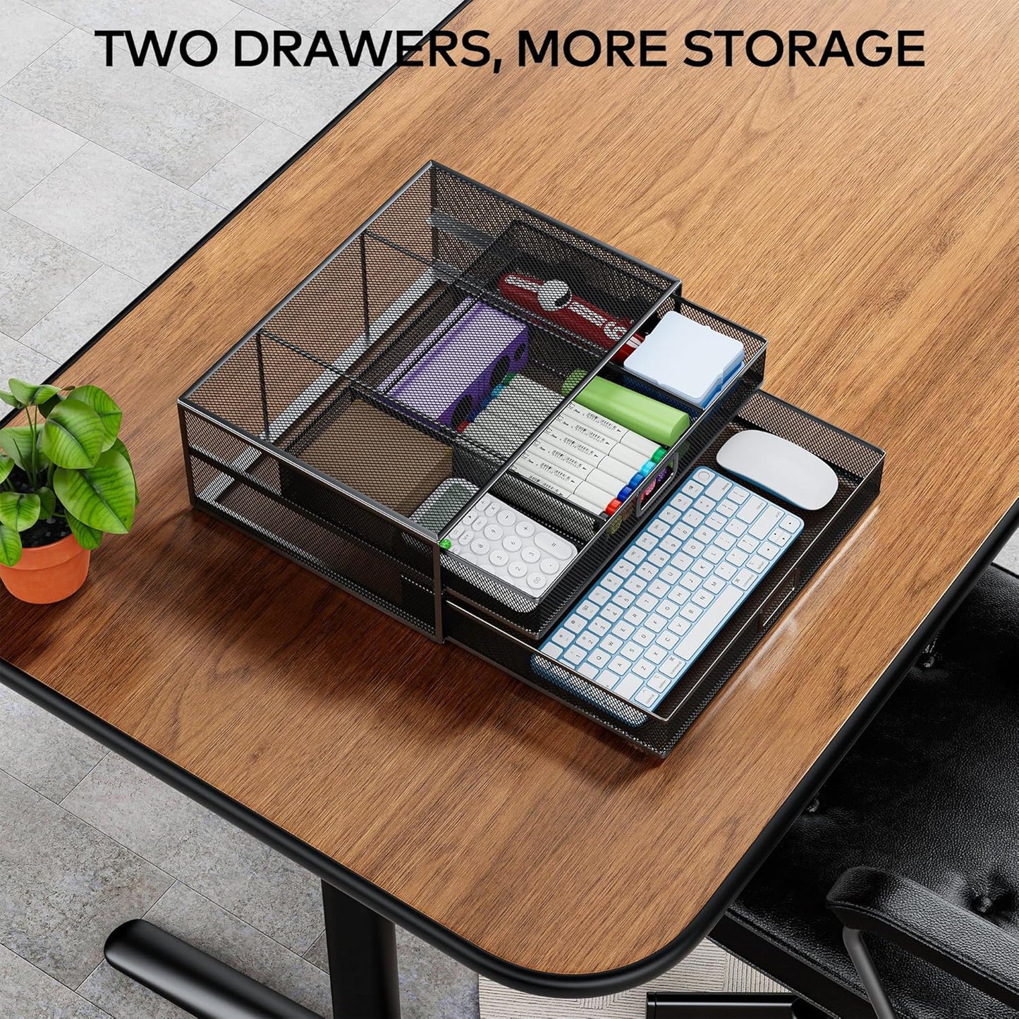 Auvo Metal Monitor Stand Riser with Two Drawers Computer Desk Organizer NEW