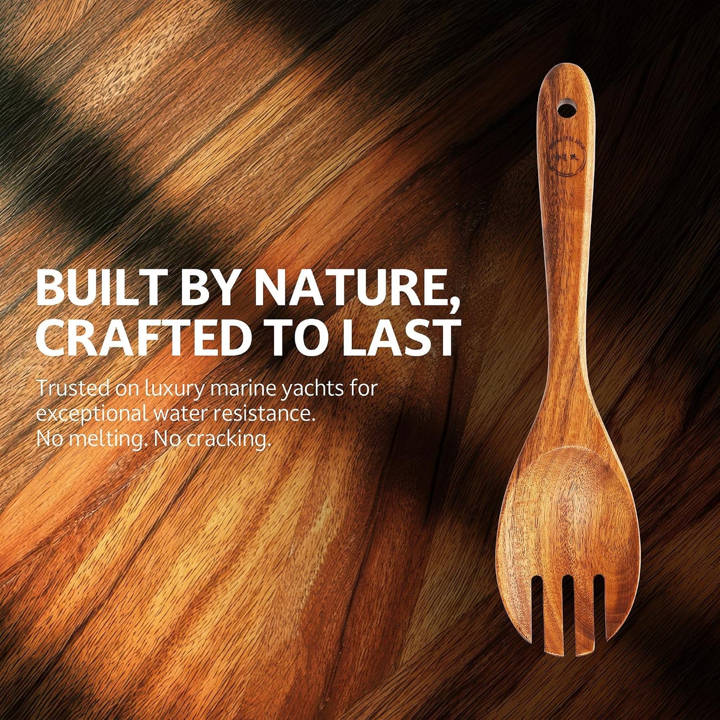 SOOMGYEOL SEOM 10-Piece Teak Wood Cooking Utensil Set with Wooden Spoons NEW