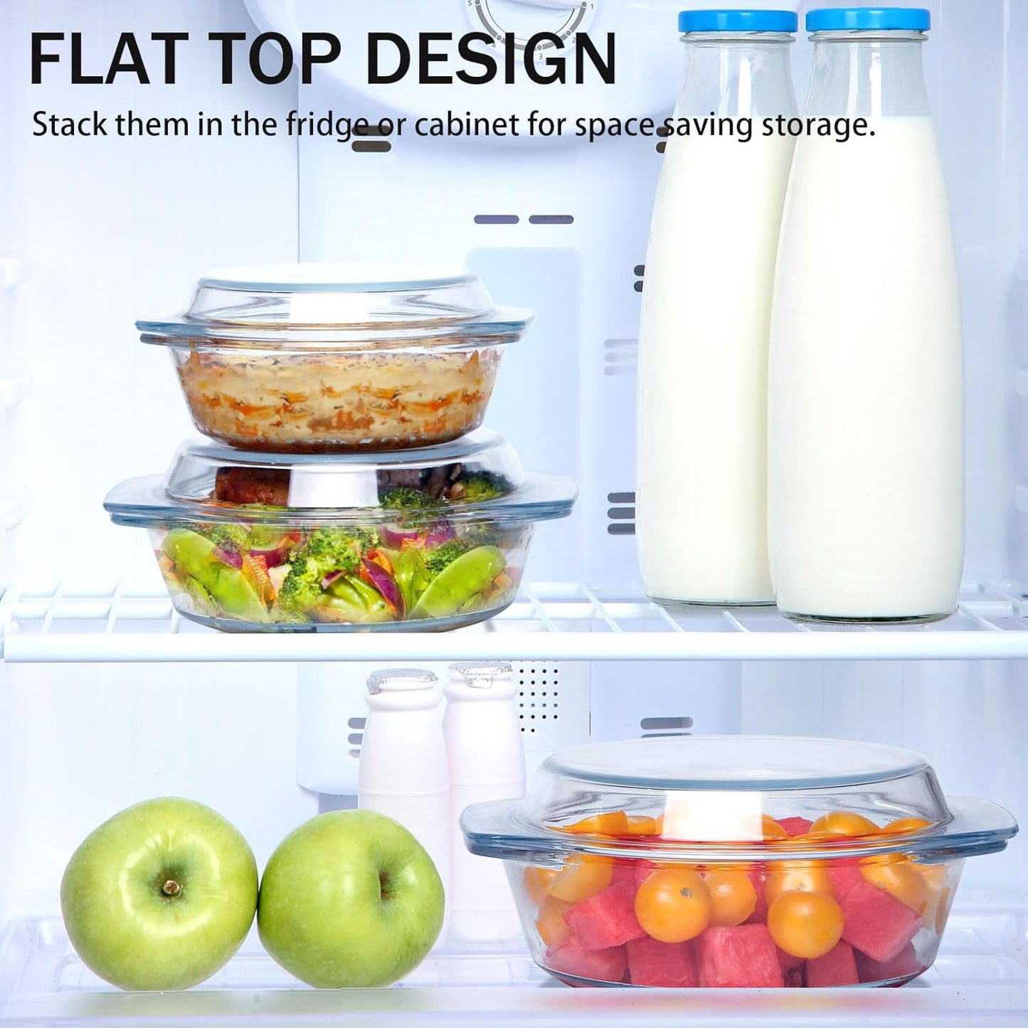 Clear Transparent Glass Casserole Dish Set of 3 Oven-Safe Bakeware Bowls DEMO
