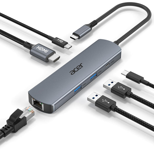 Acer 6-in-1 USB Hubs USB Hub with Gigabit Ethernet, 4K HDMI, 2 USB-A Ports DEMO
