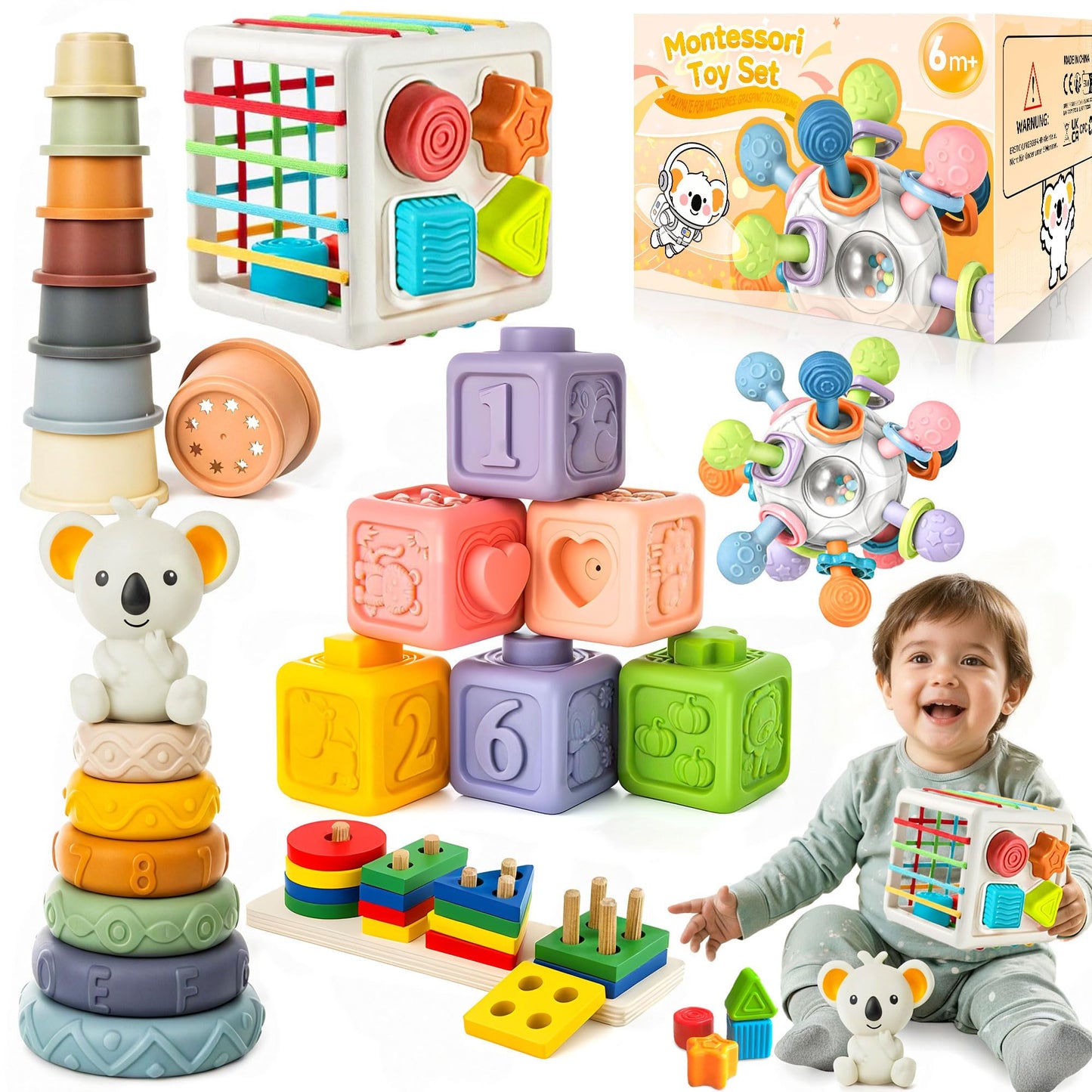 Montessori Stacking Rings Sorting Toy Sensory Bin Multicolour Educational NEW