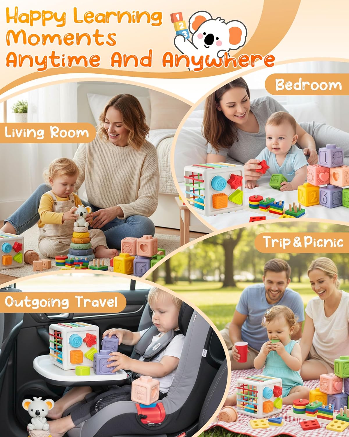 Montessori Stacking Rings Sorting Toy Sensory Bin Multicolour Educational NEW