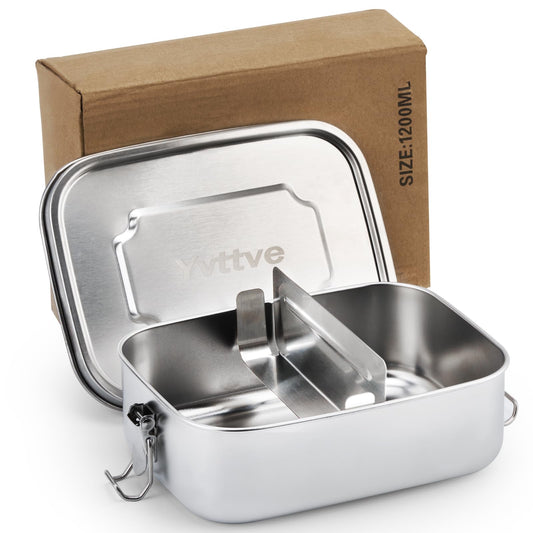 Stainless Steel Bento Lunch Box, Leak-Proof 1200ml Compartments, Meal Prep DEMO