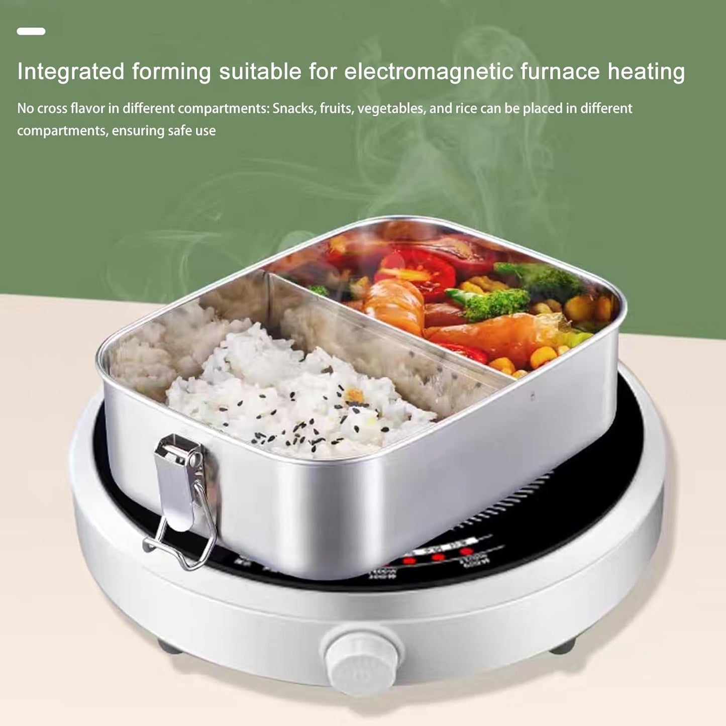 Stainless Steel Bento Lunch Box, Leak-Proof 1200ml Compartments, Meal Prep DEMO