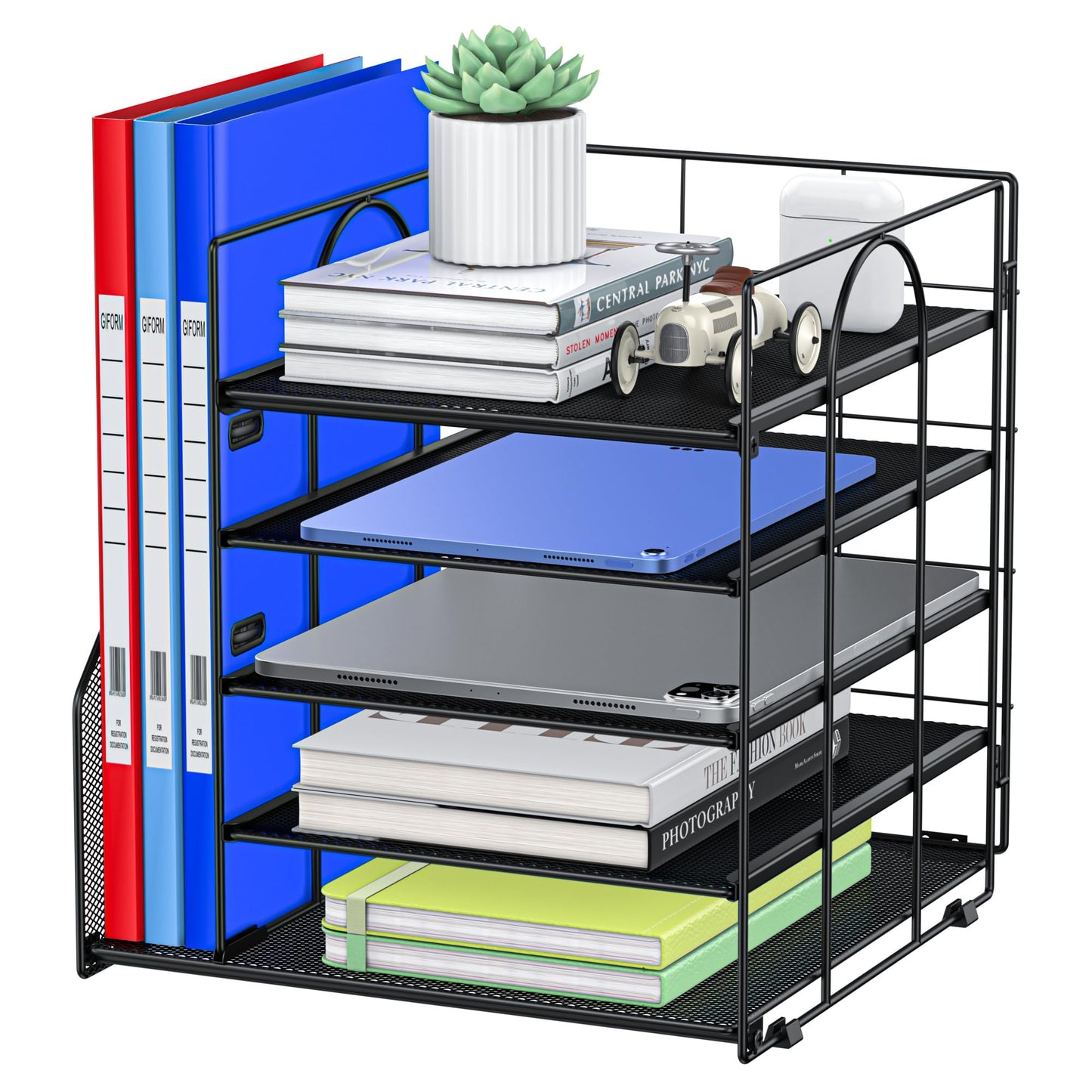 Auvo 5-Tier Metal Mesh Desk Organizer Paper Letter Tray File Holder Classic NEW