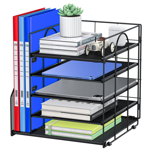 Auvo 5-Tier Metal Mesh Desk Organizer Paper Letter Tray File Holder Classic NEW