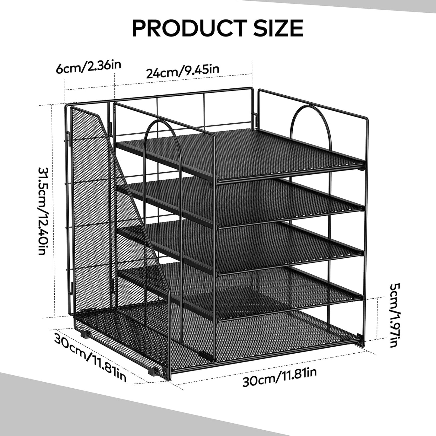 Auvo 5-Tier Metal Mesh Desk Organizer Paper Letter Tray File Holder Classic NEW