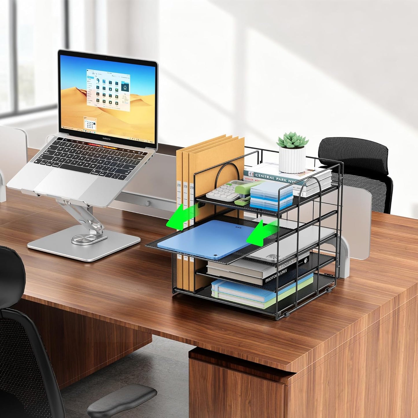 Auvo 5-Tier Metal Mesh Desk Organizer Paper Letter Tray File Holder Classic NEW