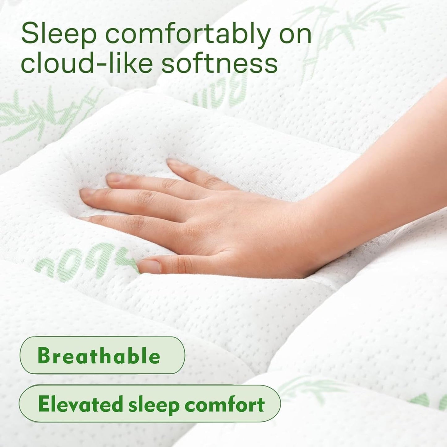 ForZzz Bamboo Mattress Topper Cooling Breathable Pillow Top Queen Size Size NEW