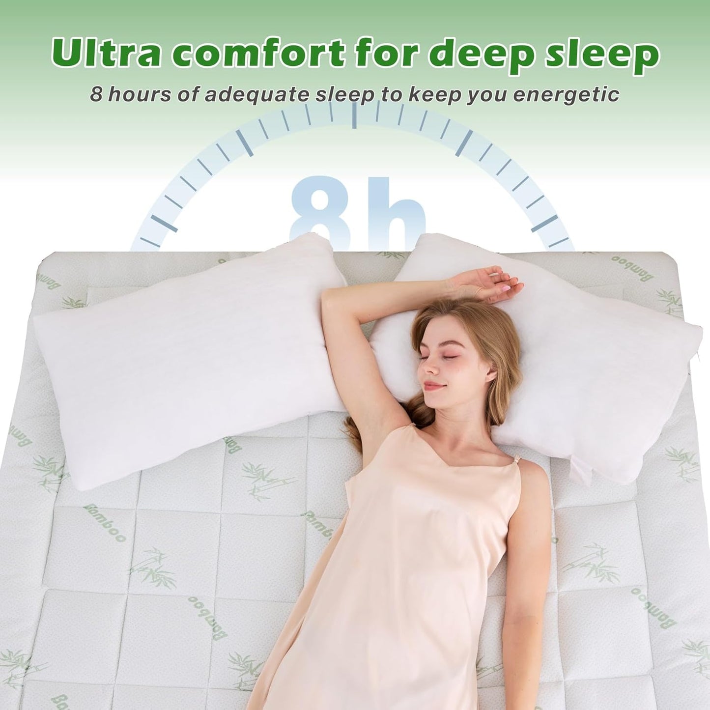 ForZzz Bamboo Mattress Topper Cooling Breathable Pillow Top Queen Size Size NEW