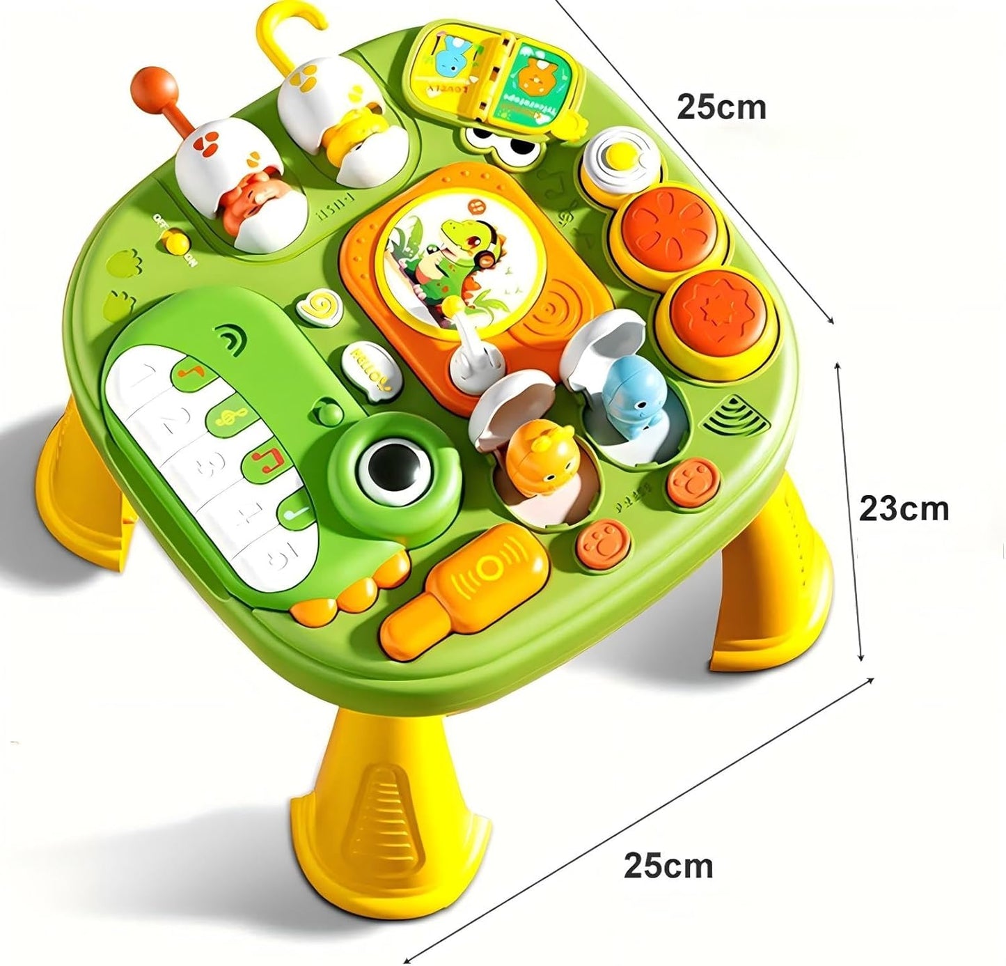 Wooden Musical Activity Table Sensory Fun Educational Toy Green Standard DEMO
