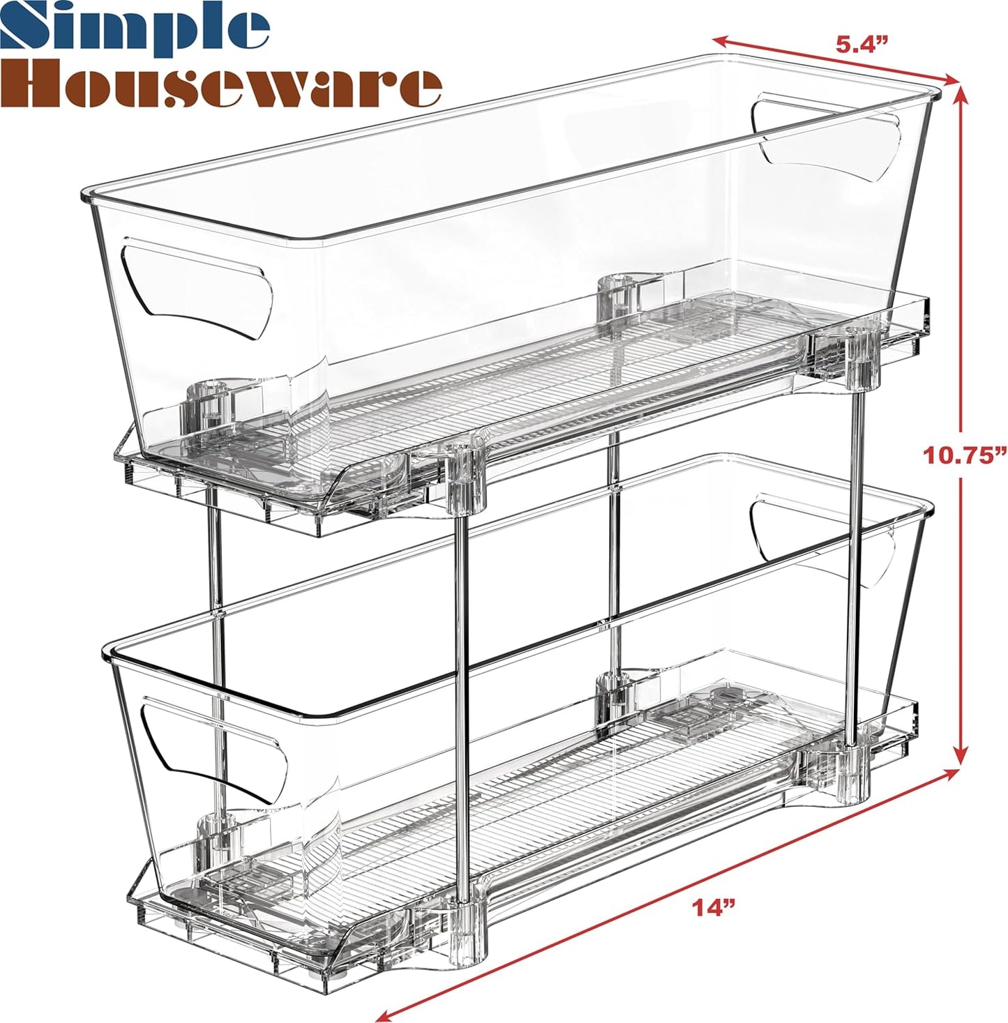 Simple Houseware 2 Tier Narrow Pull Out Cabinet Organizer for Kitchen NEW