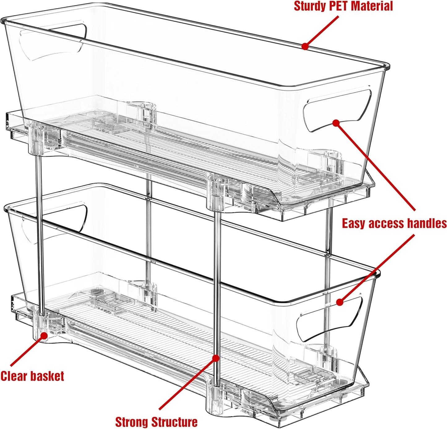 Simple Houseware 2 Tier Narrow Pull Out Cabinet Organizer for Kitchen NEW