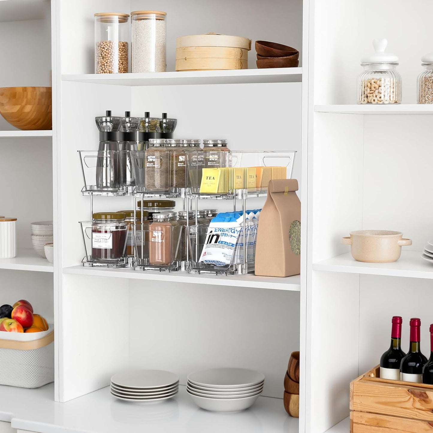 Simple Houseware 2 Tier Narrow Pull Out Cabinet Organizer for Kitchen NEW