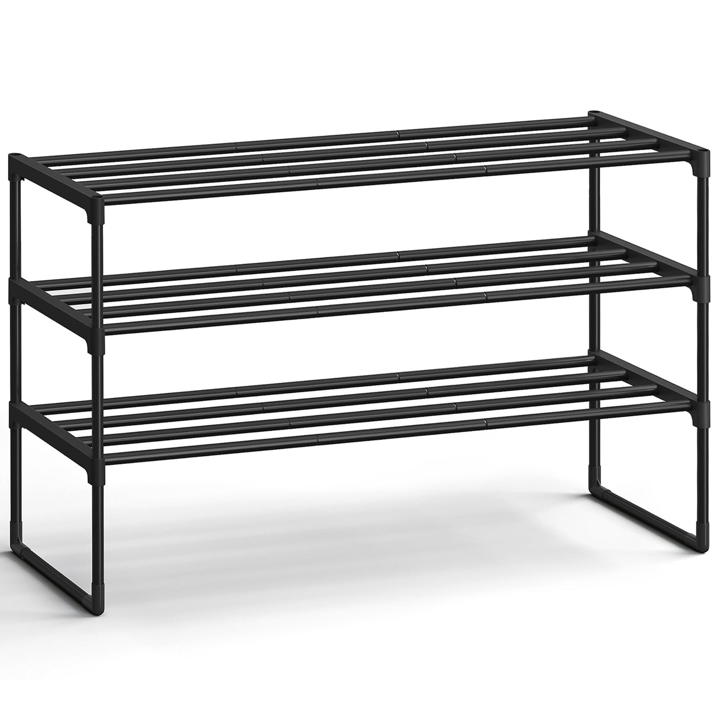 SONGMICS 3-Tier Free Standing Shoe Organizer Rack Metal Storage Shelf Size NEW