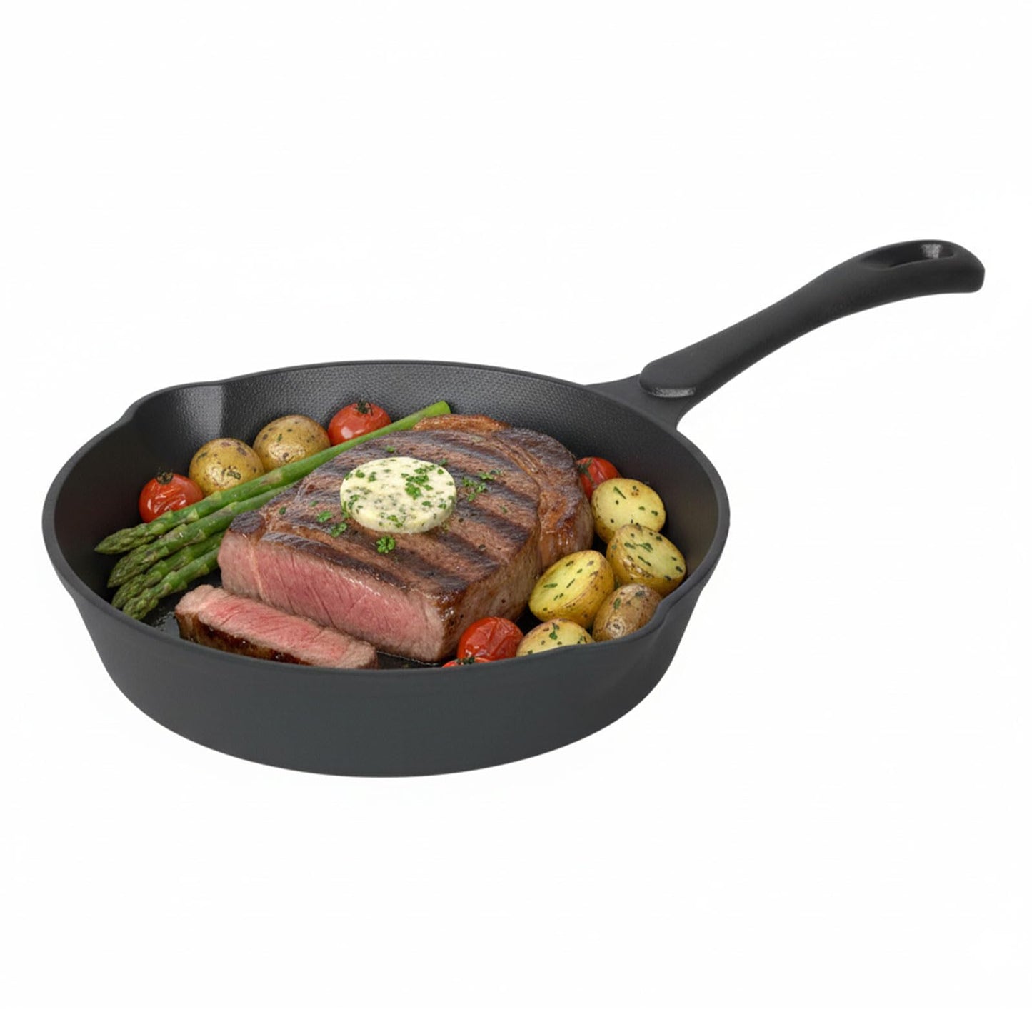 TOQUE Pre-Seasoned Cast Iron Skillet Frying Pan Cookware Black Size 7.9 NEW