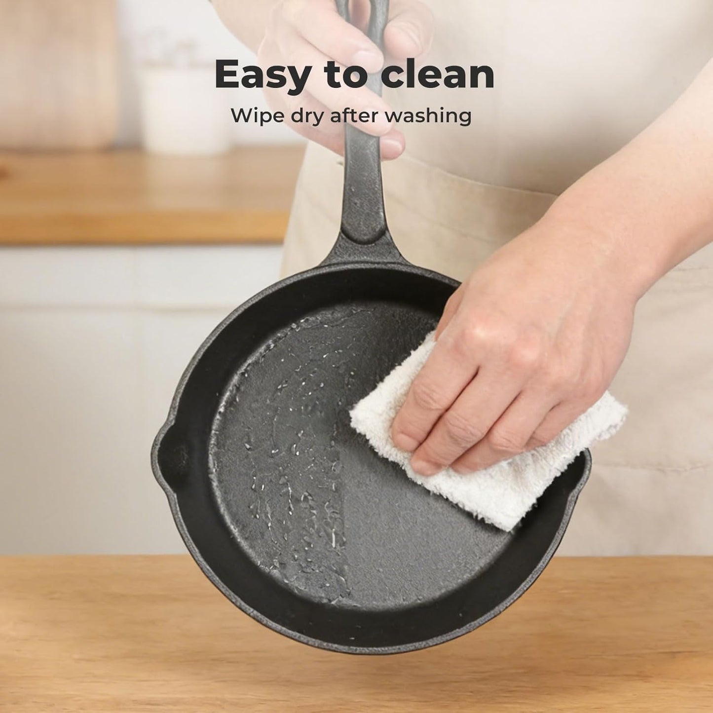 TOQUE Pre-Seasoned Cast Iron Skillet Frying Pan Cookware Black Size 7.9 NEW