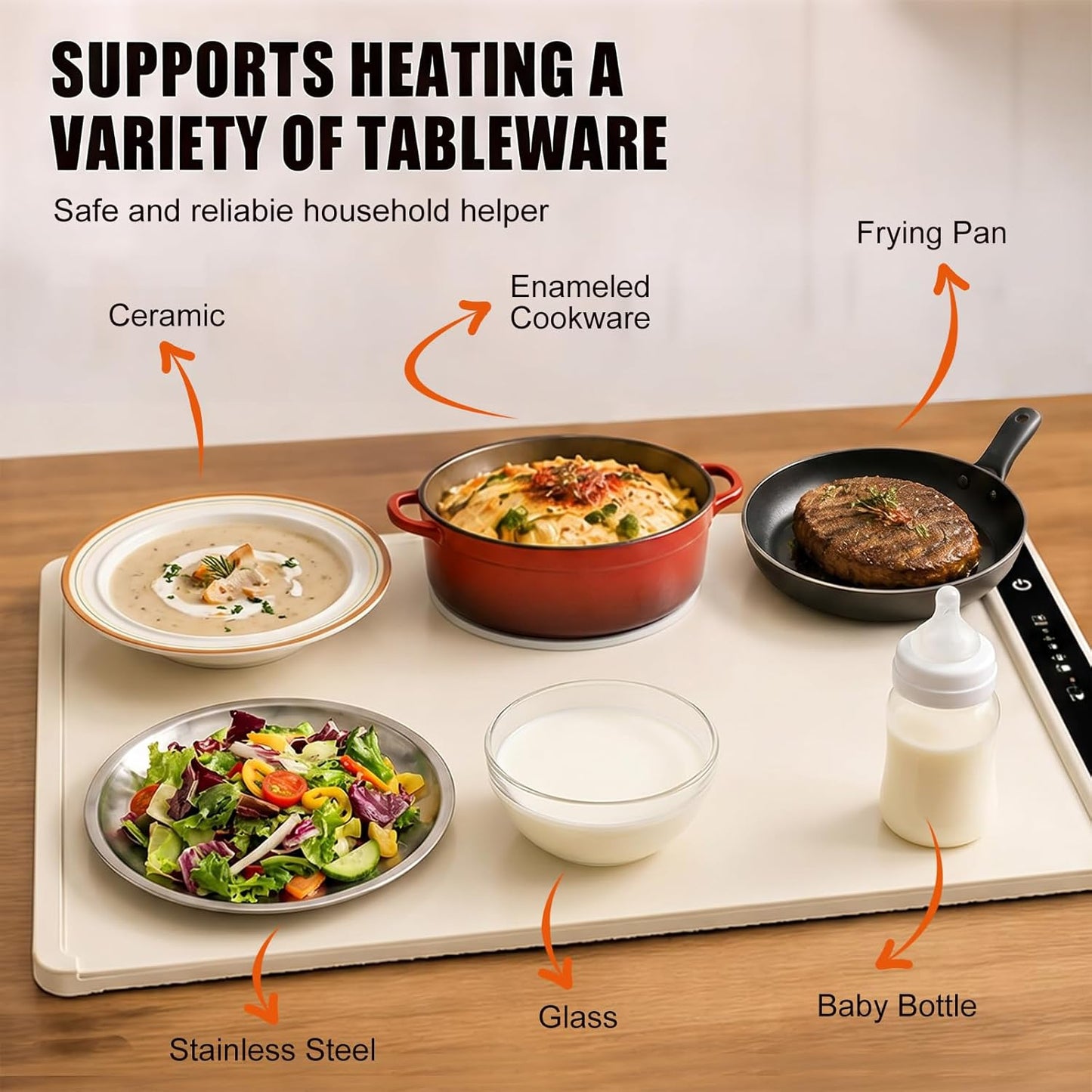 Extra Large Silicone Food Warming Mat in Cream, 90 x 39cm - Chafing Dishes DEMO