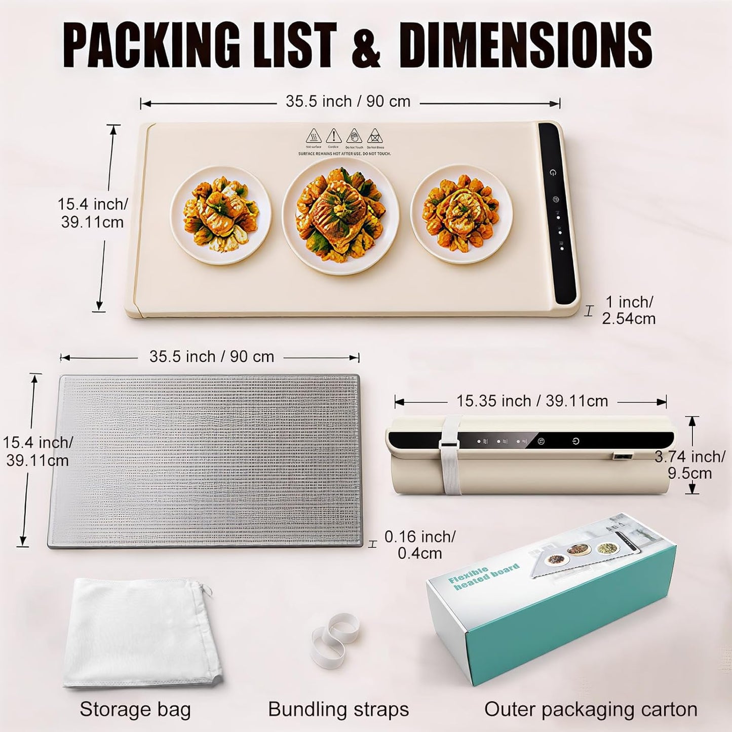 Extra Large Silicone Food Warming Mat in Cream, 90 x 39cm - Chafing Dishes DEMO
