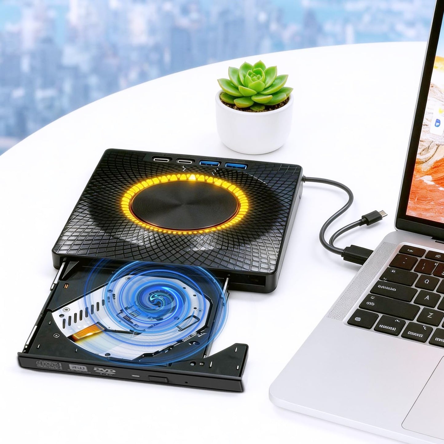 External CD DVD Drive Player Reader Writer for Laptop PC Desktop Black NEW