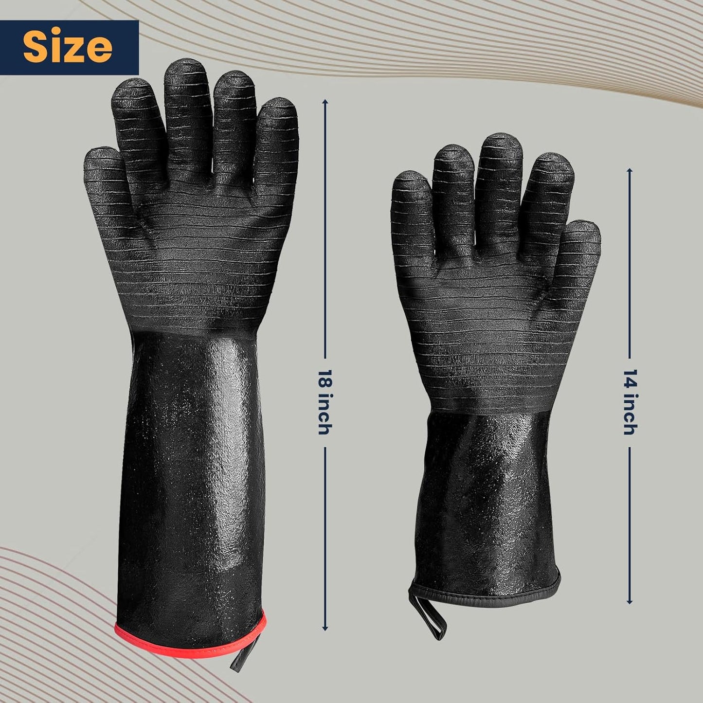 GEEKHOM Heat Resistant Waterproof Oven Mitts Long Sleeve Black Size 18 Size NEW