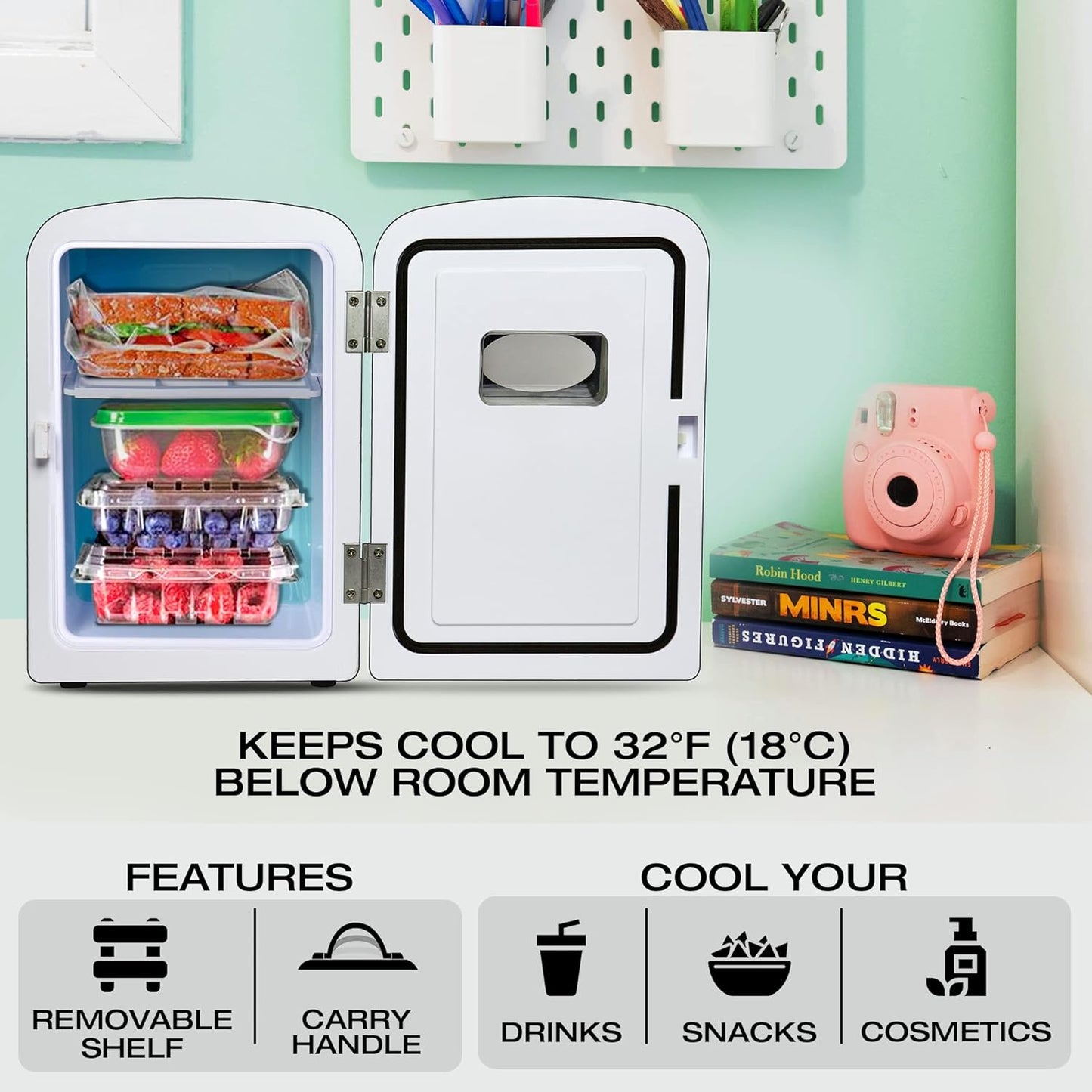 Koolatron 4L Refrigerators Portable Mini Retro Refrigerator Compact Fridge NEW