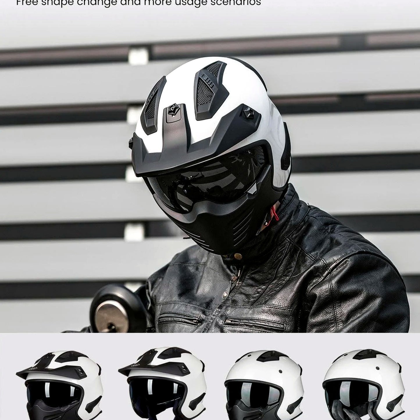 ILM 3/4 Half Face Motorcycle Helmet for Men & Women, White, Size S NEW