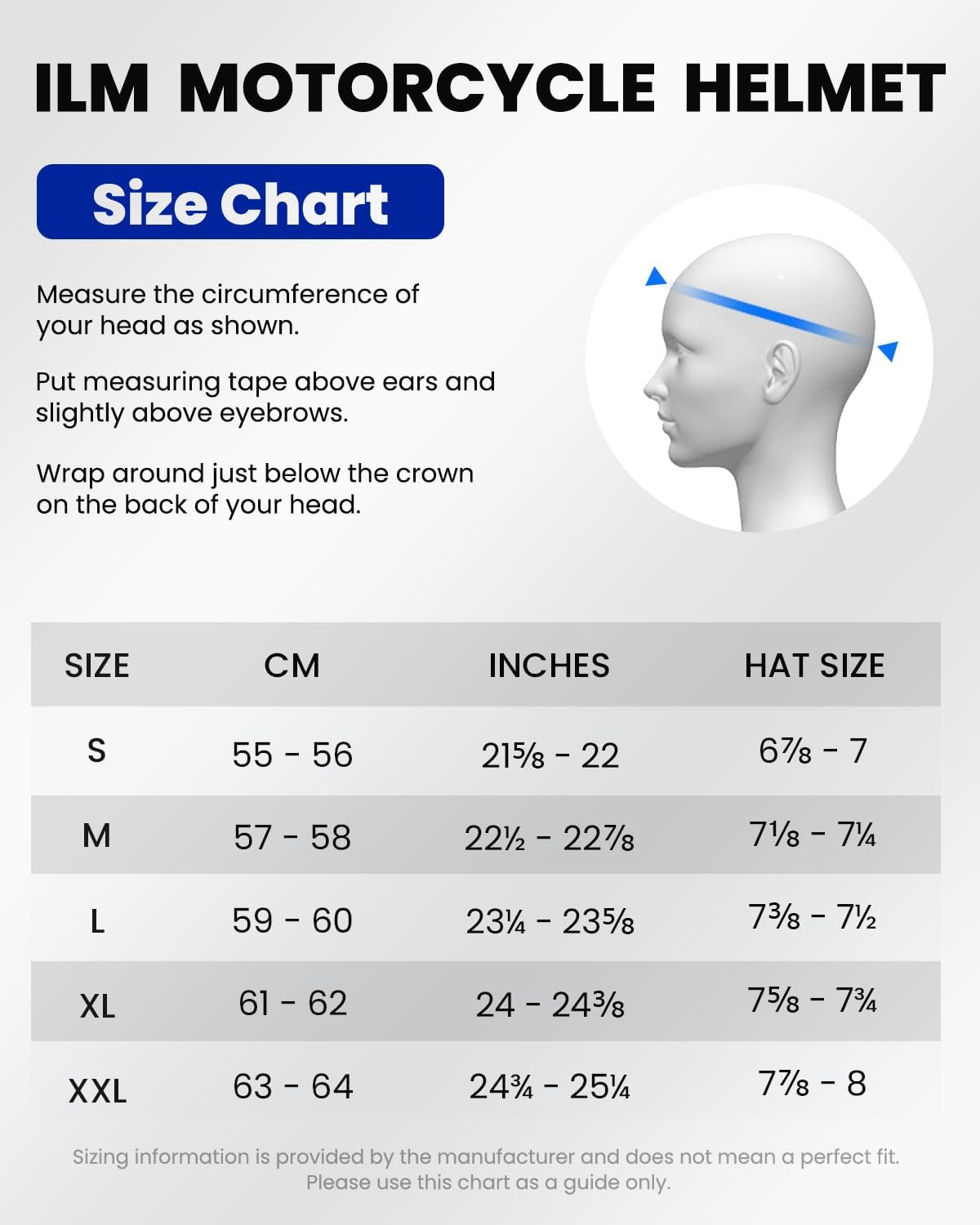 ILM 3/4 Half Face Motorcycle Helmet for Men & Women, White, Size S NEW