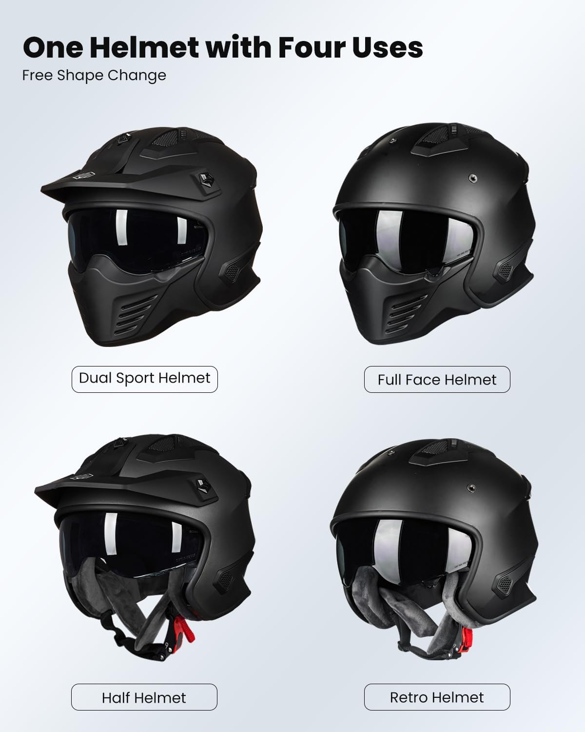 ILM 3/4 Half Face Motorcycle Helmet for Men & Women, White, Size S NEW