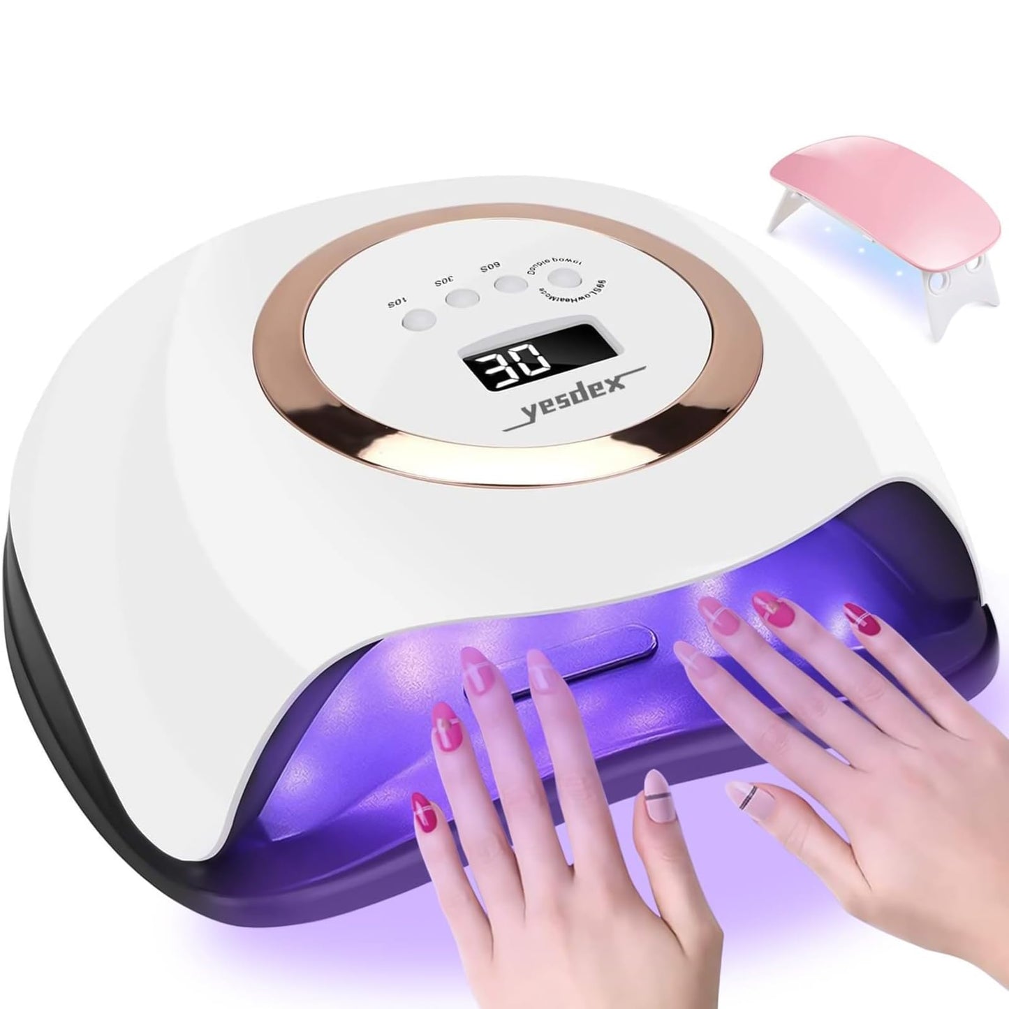 YESDEX 168W UV LED Nail Lamp Fast Gel Polish Dryer 42 LEDs 4 Timer White & NEW