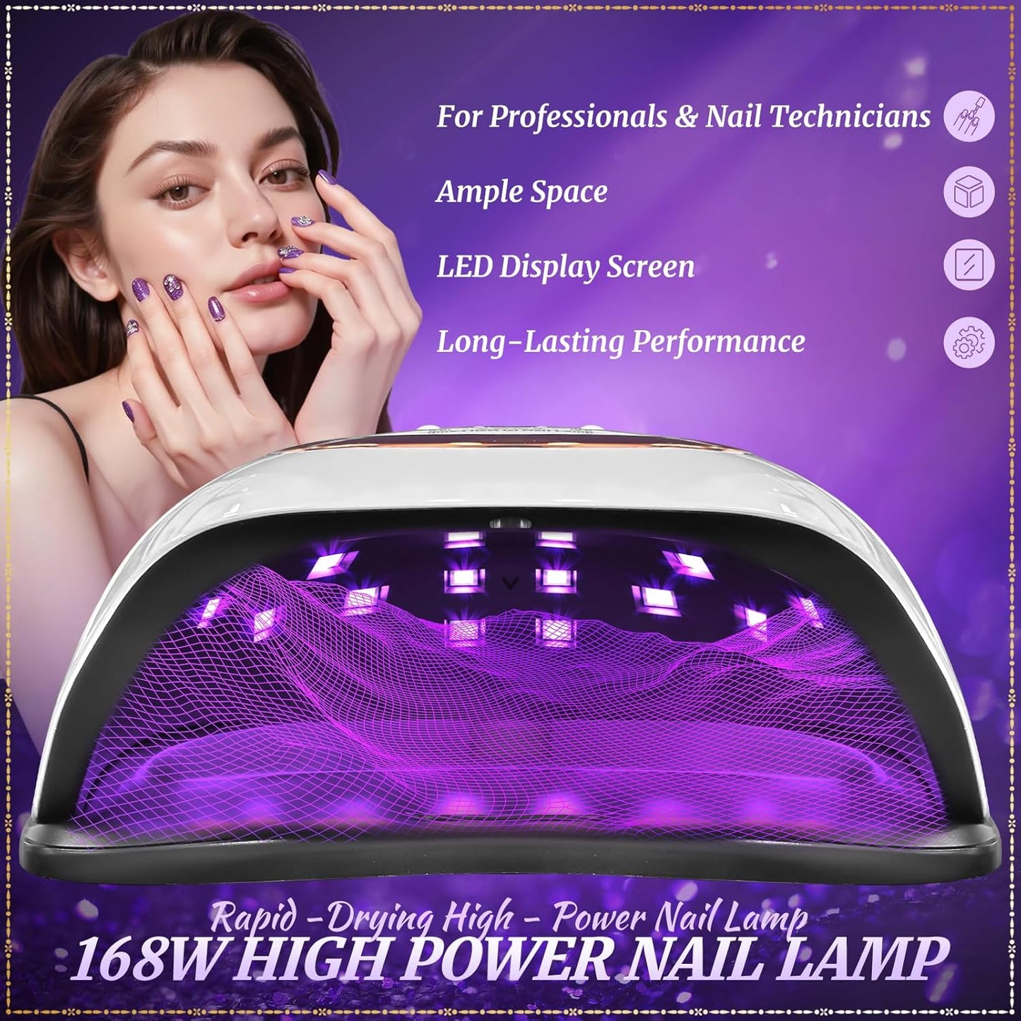 YESDEX 168W UV LED Nail Lamp Fast Gel Polish Dryer 42 LEDs 4 Timer White & NEW