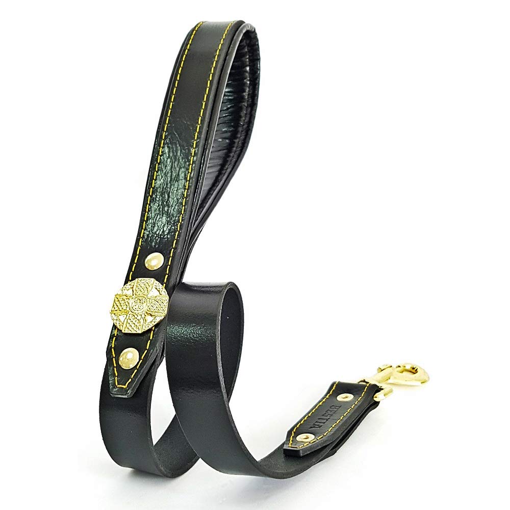 Bestia Basic Leather Dog Leash Heavy Duty Short Durable Black 91cmx3cm NEW