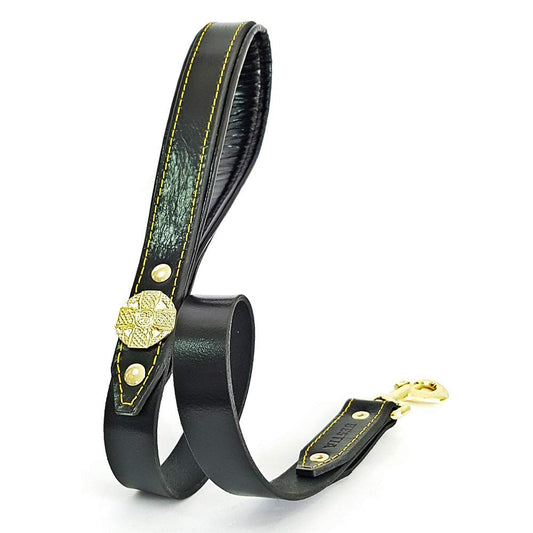 Bestia Basic Leather Dog Leash Heavy Duty Short Durable Black 91cmx3cm NEW