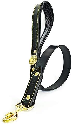 Bestia Basic Leather Dog Leash Heavy Duty Short Durable Black 91cmx3cm NEW