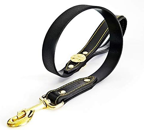 Bestia Basic Leather Dog Leash Heavy Duty Short Durable Black 91cmx3cm NEW