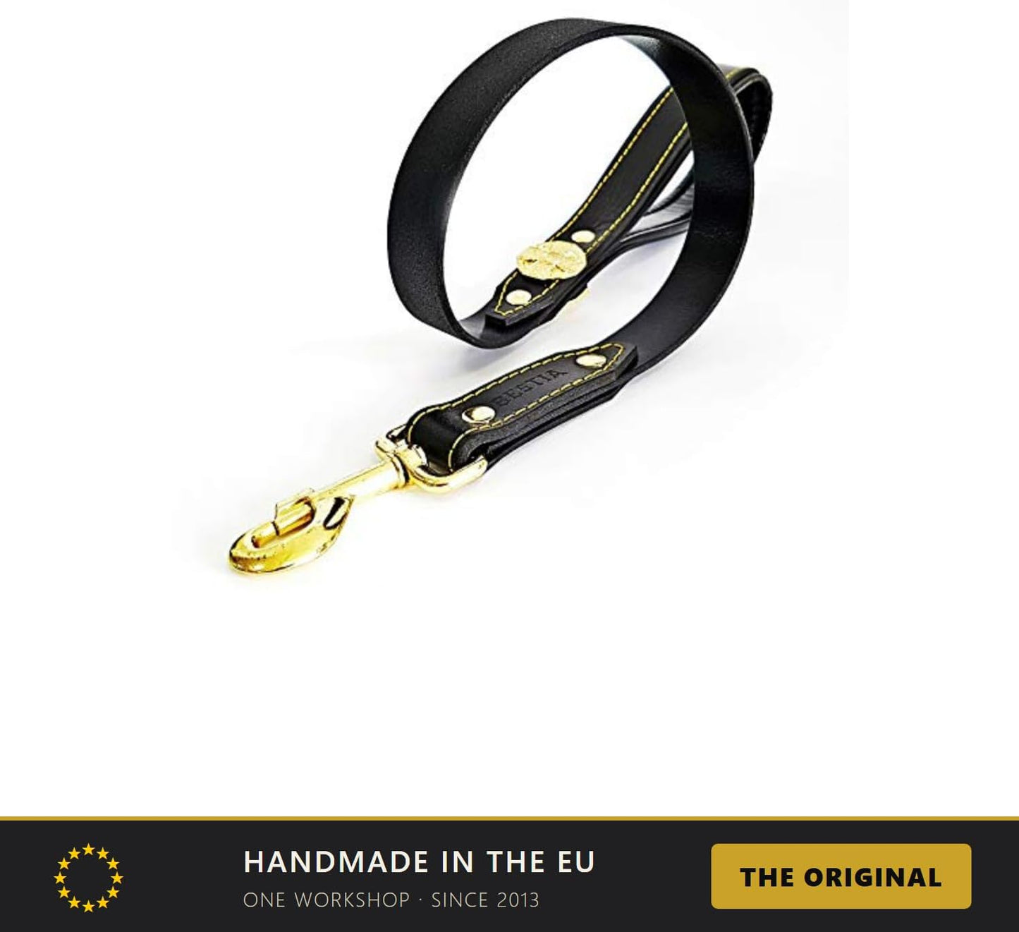 Bestia Basic Leather Dog Leash Heavy Duty Short Durable Black 91cmx3cm NEW