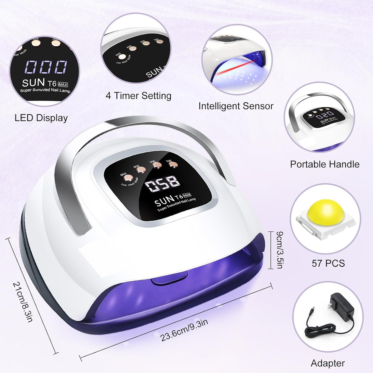220W LED UV Nail Lamp Curing Dryer for Gel Polish, White & Silver NEW