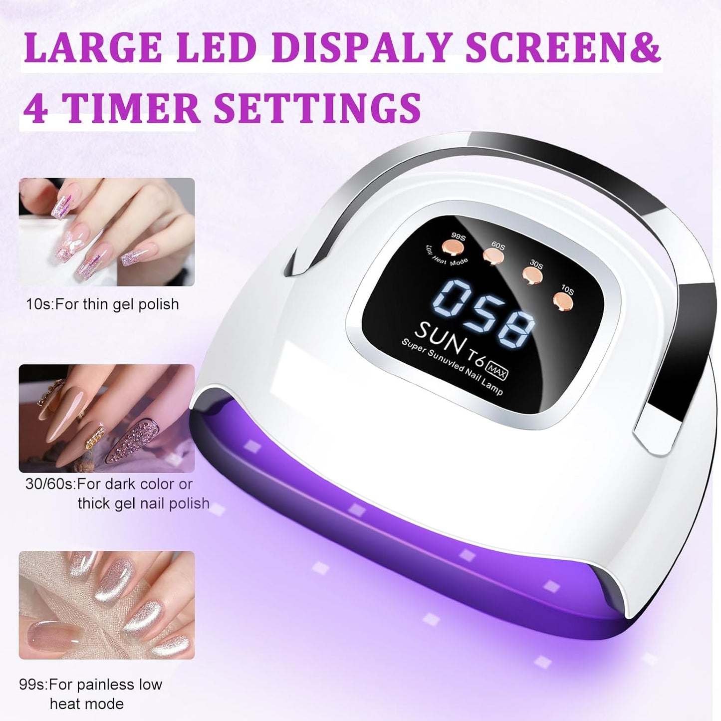 220W LED UV Nail Lamp Curing Dryer for Gel Polish, White & Silver NEW