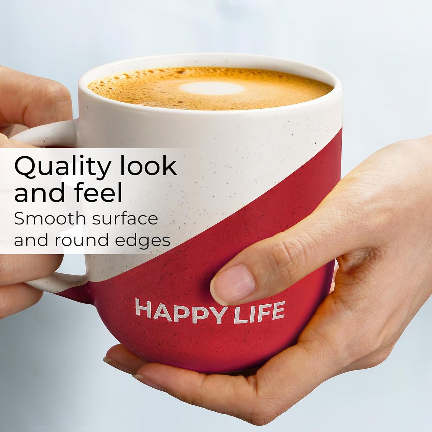 MIAMIO Inspirational Ceramic Coffee Mugs Set of 4 in Multicoloured 300ml NEW