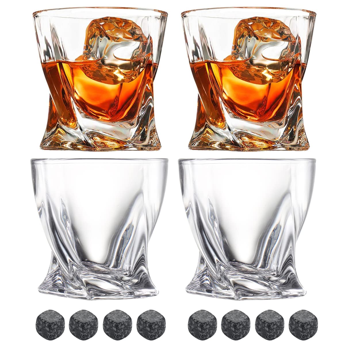 Premium Clear Glassware Glass Old Fashioned Whiskey Glasses Set with Ice NEW