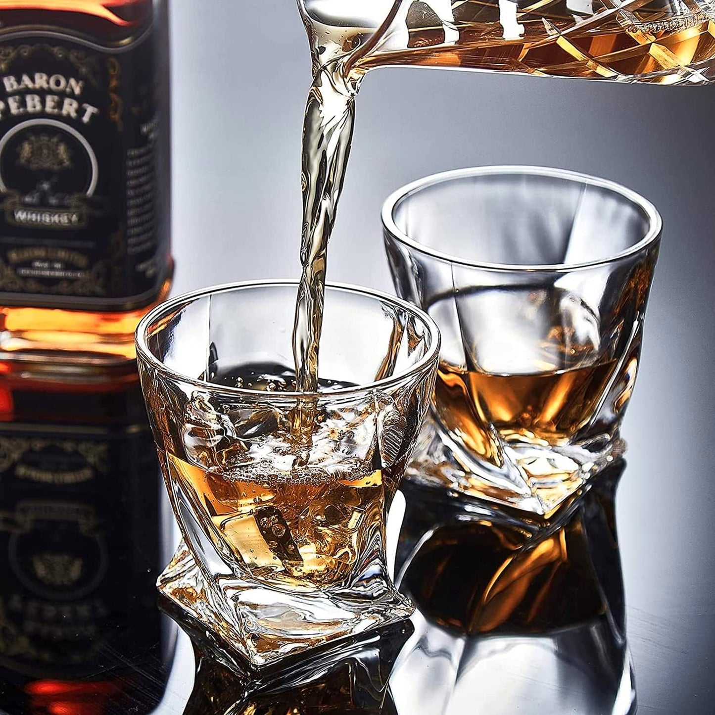 Premium Clear Glassware Glass Old Fashioned Whiskey Glasses Set with Ice NEW