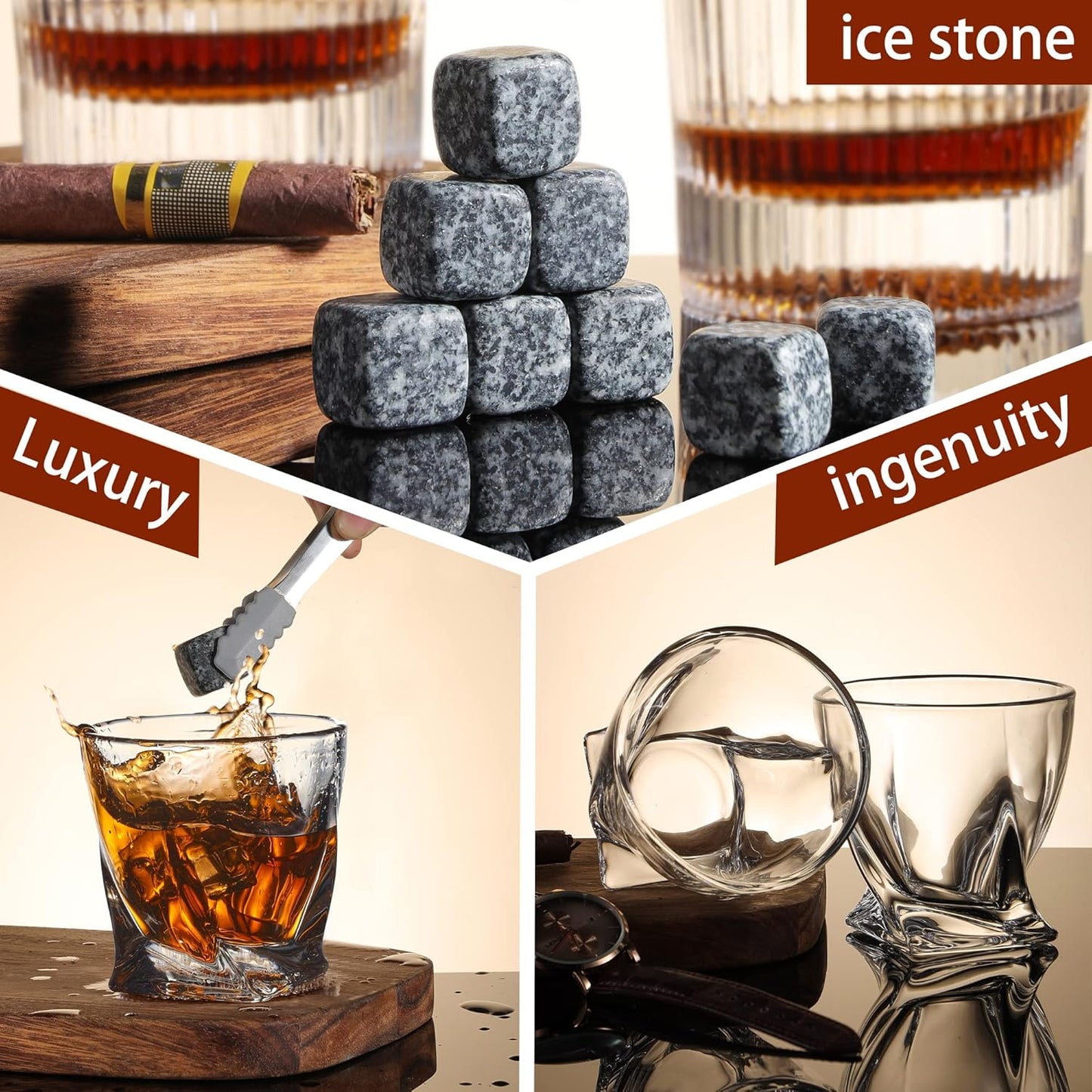 Premium Clear Glassware Glass Old Fashioned Whiskey Glasses Set with Ice NEW