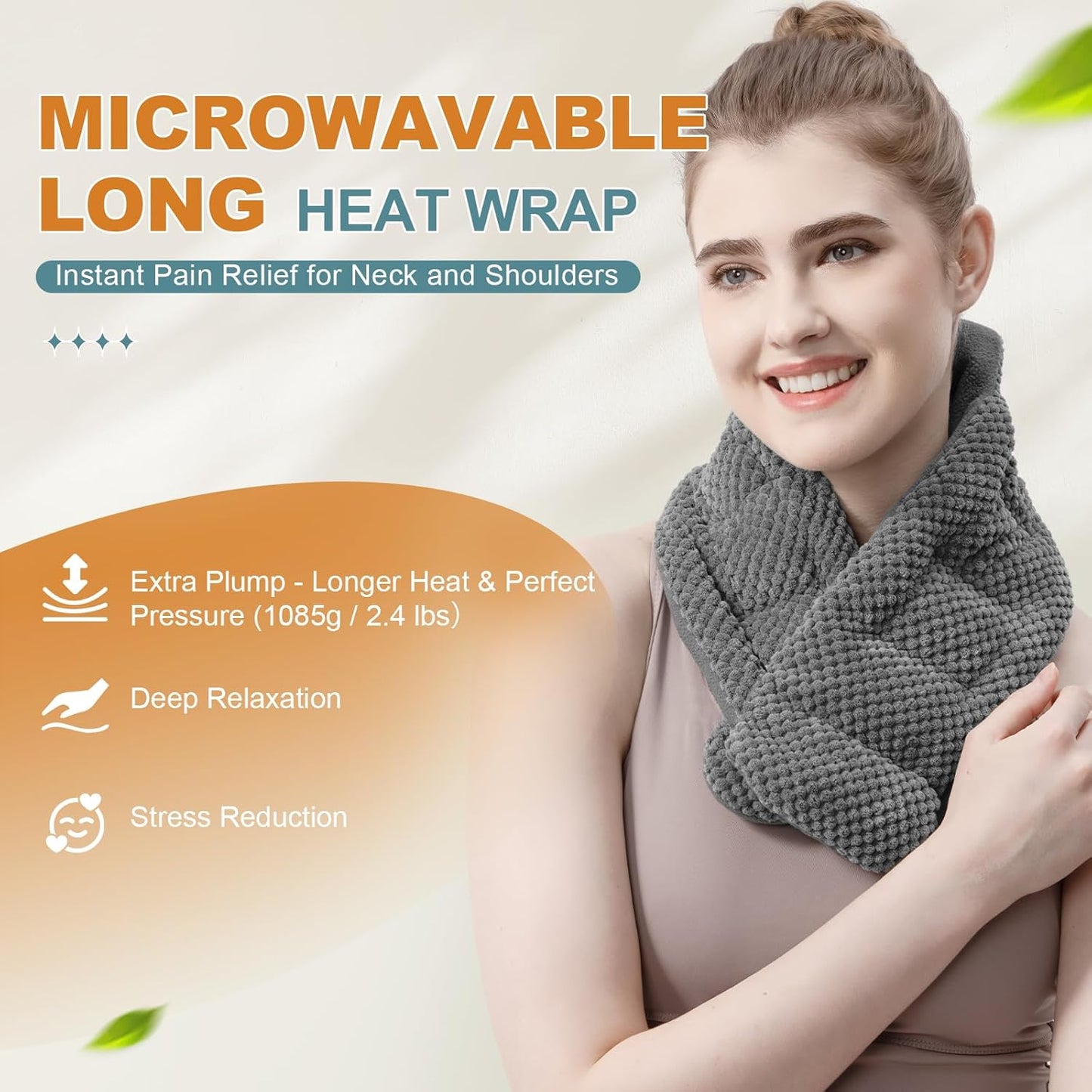 UNCN Microwavable Heating Pad for Neck and Shoulder Pain Relief in Grey NEW