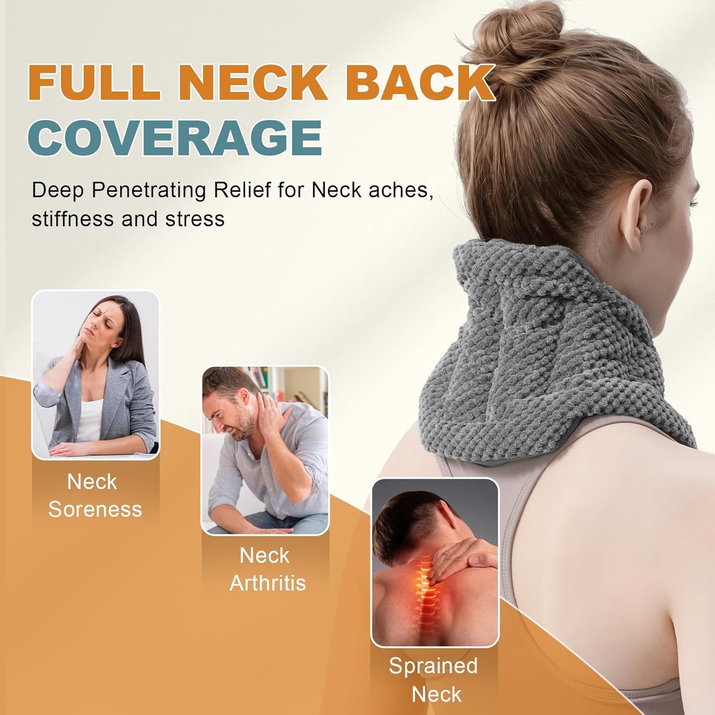 UNCN Microwavable Heating Pad for Neck and Shoulder Pain Relief in Grey NEW